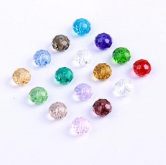 200Pcs Flat Round Faceted Crystal Beads Wheel Glass Beads Diy Loose Spacer 6mm