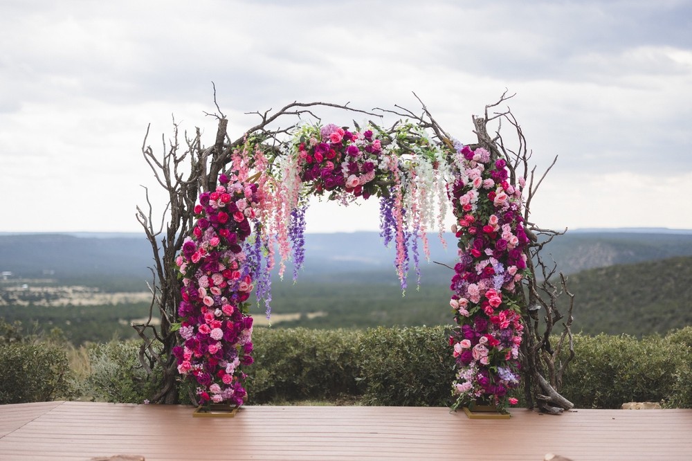 Full Floral Arrangement Arch with Flowers and Gold Stand (Branches not included)