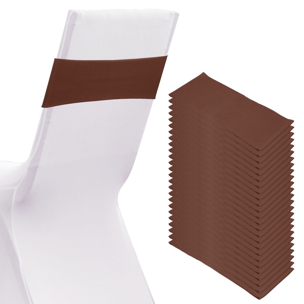 25 Pcs Spandex Chair Sashes Bows with Slider Buckle Dark Coffee