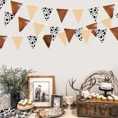 32Ft Cow Party Decorations Western Cowboy Triangle Flag Fabric Banner Pennant…