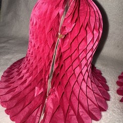 Lot of 2 Vintage Westminster Honeycomb Bells Decorations Magenta Pink