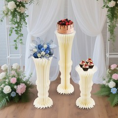 3pcs Folding Cardboard Centerpiece Display Flower Stand Vase-shape Rack Decors
