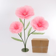3 Heads Giant Floor Standing Artificial Hibiscus Flower With Base Wedding Event