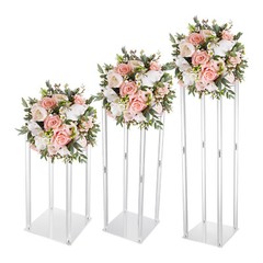 Clear Acrylic Flower Stand 40/60/80cm Tall Column Vase Wedding Decoration
