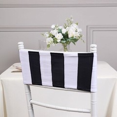 5 Black White 5×14 in Striped Spandex Stretchable CHAIR SASHES Party Decorations