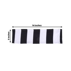 5 Black White 5×14 in Striped Spandex Stretchable CHAIR SASHES Party Decorations