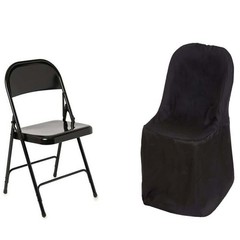 100 BLACK Polyester FOLDING CHAIR COVERS Wedding Party Banquet Event Decorations