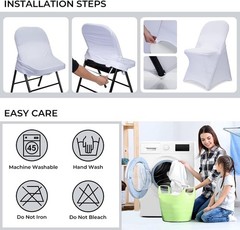 50pc Spandex Folding Chair Covers Universal Stretch Washable Fitted Slipcover