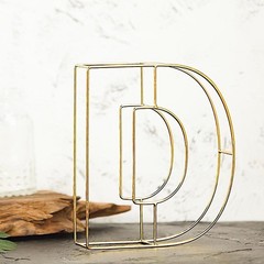 GOLD 8″ tall 3D Metal Wire Letter D Party Wedding Reception Backdrop Supplies