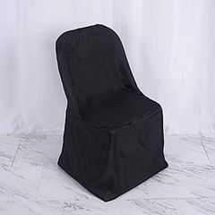 10 Pcs Black Polyester Folding Chair Covers Wedding Linens Reception Party Suppl