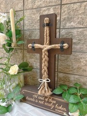 Wedding Sign: Three Strands, Tie The Knot, Cross Decoration Dark Brown
