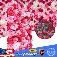 60x40cm Flower Wall Panel Artificial Roses Hydrangeas for Wedding & Party 6Pcs