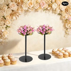 4Pcs 40cm Wedding Flower Stands,Black Metal Flower Stand for Table Centerpieces