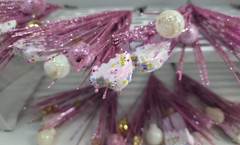 Pink Glitter Christmas Tree Picks Ice Cream Bars & Ornaments Alligator Clips