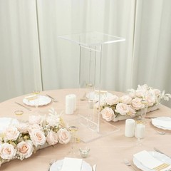 24″ CLEAR Acrylic Flower Display STAND Square Top and Base Party Decorations