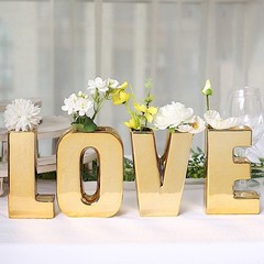 GOLD 6″ Ceramic D Symbol Flower VASE Table Centerpiece Party Events Decorations