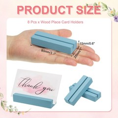 8 Pcs Wood Place Card Holders for Food Signs, Blue-Grey