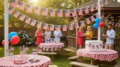 200′ Bulk Deluxe Fabric American Flag Pennant Banner (4 Strings of 50′) – 200 U.