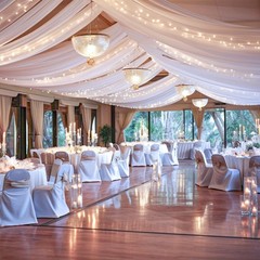 6 Panels White Ceiling Drapes with Lights for 60″W x 360″L (Pack of 6),