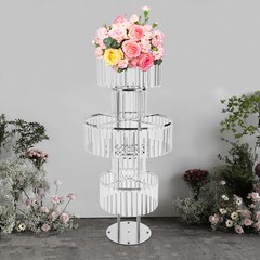 Modern 5 Tier Silver Iron Acrylic Crystal Flower Stand 43.3in Free Standing Rack
