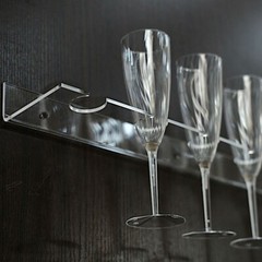 2 Clear 21″ Wall Mounted Acrylic Wine Glass Rack Champagne Flute SHELVES Party