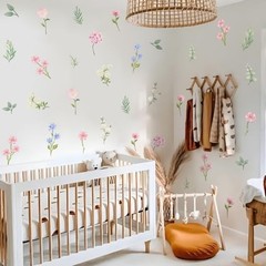 Boho Watercolor Flower Wall Stickers，Colorful Lower Wall Stickers-6604