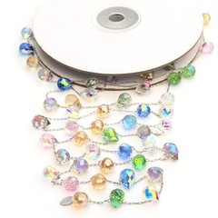 Christmas Garland, 9.8Ft Crystal Glass Beads Strands, 100pcs 10mm Multi Color