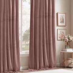 Soft Velvet Wild Rose Curtains 105 inches Privacy Drapes, 2 Panels | 300GSM S…