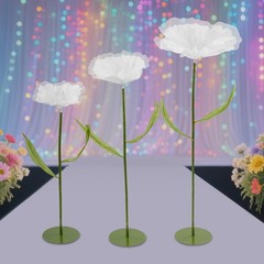 White Artificial Corn Poppy Flower For Wedding Decoration Party Banquet Set Of 3