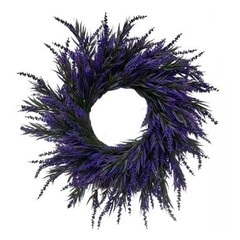 Handmade Look Lavender Wreath Plastic Hanging Decor for Garden Door Window