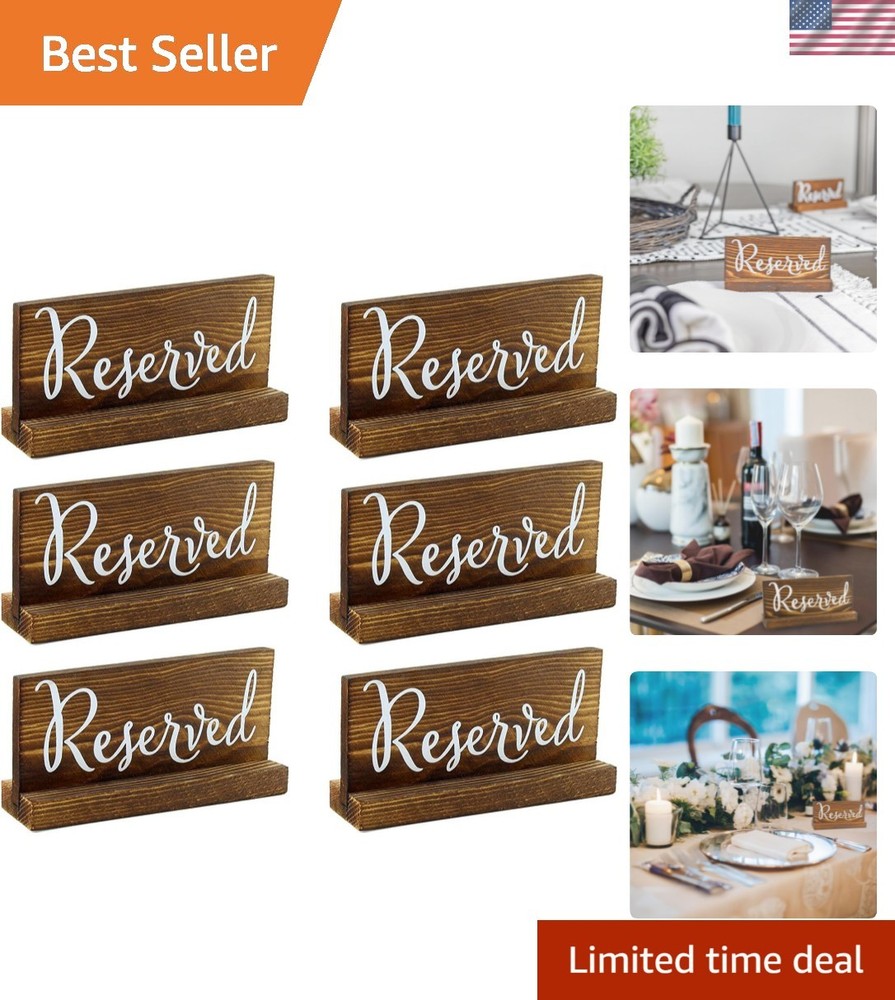 Wooden Reserved Signs for Tables 6-Pack, Brown; Rustic Real Table Signs with …