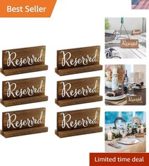 Wooden Reserved Signs for Tables 6-Pack, Brown; Rustic Real Table Signs with …