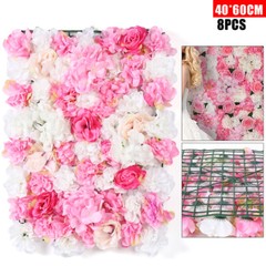 8xArtificial Rose Flower Wall Panel Artificial Silk Wedding Valentines Day Decor