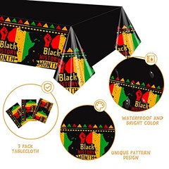 3 Pack Black History Month Tablecloths Plastic Disposable Rectangular