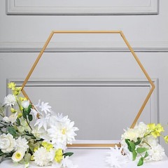 21″ Gold Hexagon Metal Flower FRAME Geometric Table Arch Centerpiece Party Event