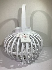 NEW Studio His & Hers White 11” X 11” Decorative Wicker Lanterns HGT1-167