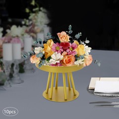 10Pcs Circular Flower Stands 5.91inch Tall Gold Flower Stand for Wedding Decor