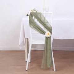 10 DUSTY SAGE Premium Chiffon Wide CHAIR SASHES Wedding Party Reception