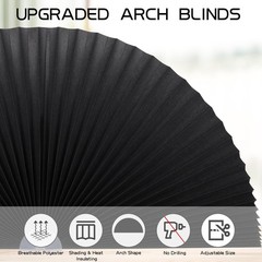 Jlong Arch Half Circle Window Shade Pleated Blinds No Tools Light Filtering P…