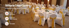 100 NEW White Stretch Spandex Chair Covers / Wedding Parties / All for one Price