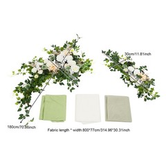 Wedding Arch Draping Fabric 26.2 x 2.5FT Green Rose Artificial Flower Decor