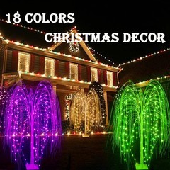 6Ft LED Lighted Tree Weeping Willow Tree Outdoor, 18 Colors Changing Light Up…