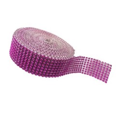 Acrylic Bling Rhinestone Diamond Crystal Mesh Wrap Roll Pink Purple Cake Craft