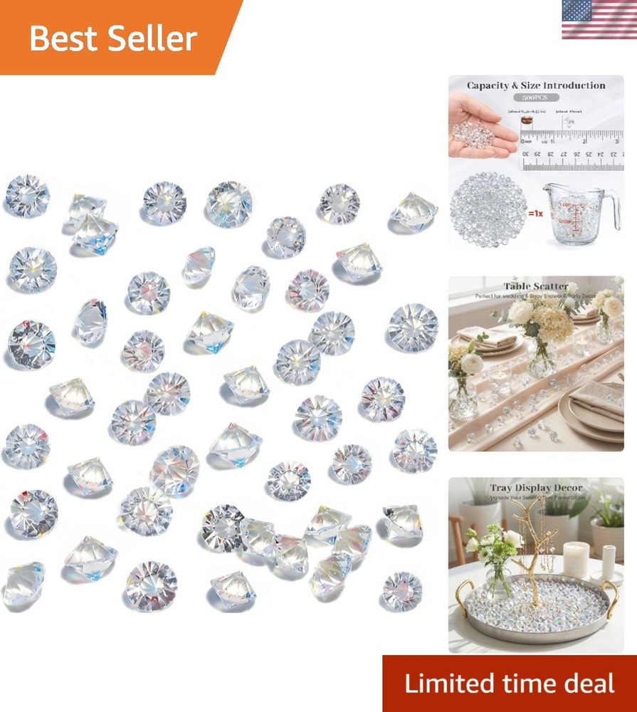 500PCS Diamonds, Mini Clear Fake Diamonds Acrylic Gems Table Scatter