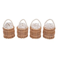8Pcs Handmade Wicker Flower Baskets Natural Wood Color For Wedding Party Decor
