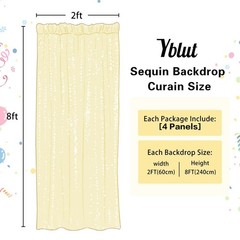 Champagne Sequin Backdrop Curtain 4 Pieces 2FTx8FT Glitter Photography Backdr…