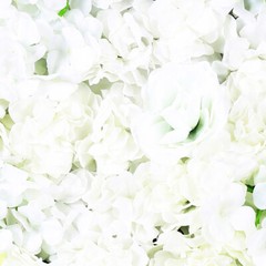 Durable Flower Wall with Milky White Simulated Flowers, Waterproof,