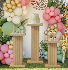 Pedestal Stands for Party with Fluted Panel 3Pcs Square Pedestal Plinth Pillars