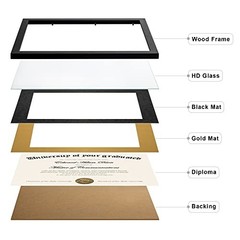x4 Diploma Frame Certificate Degree Document Frame with High Definition 1 Black