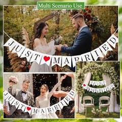 5PCS Just Married Decorations Set for Car – White Just Married Artificial